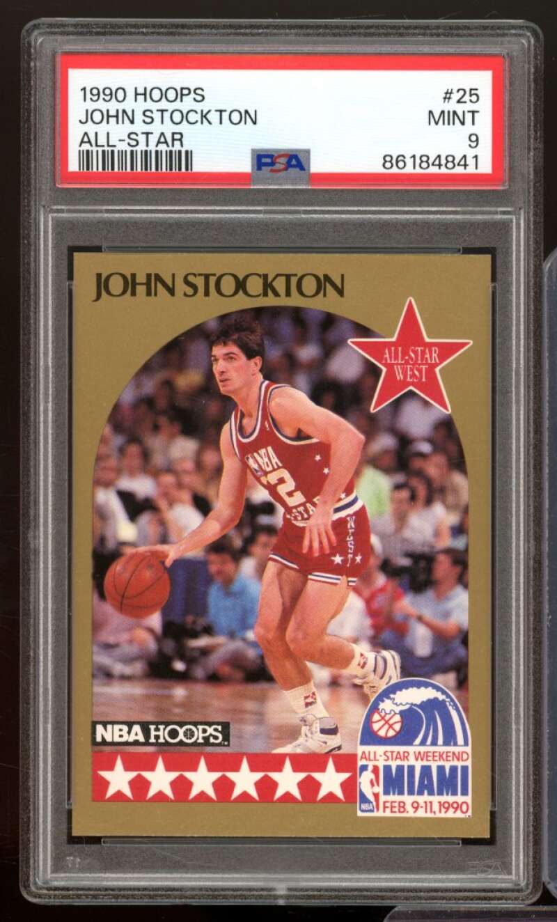 John Stockton Card 1990-91 Hoops #25 PSA 9 Image 1