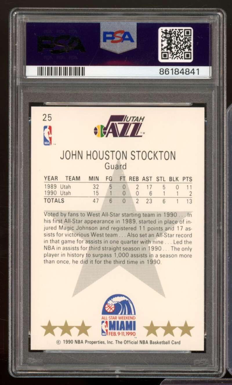 John Stockton Card 1990-91 Hoops #25 PSA 9 Image 2