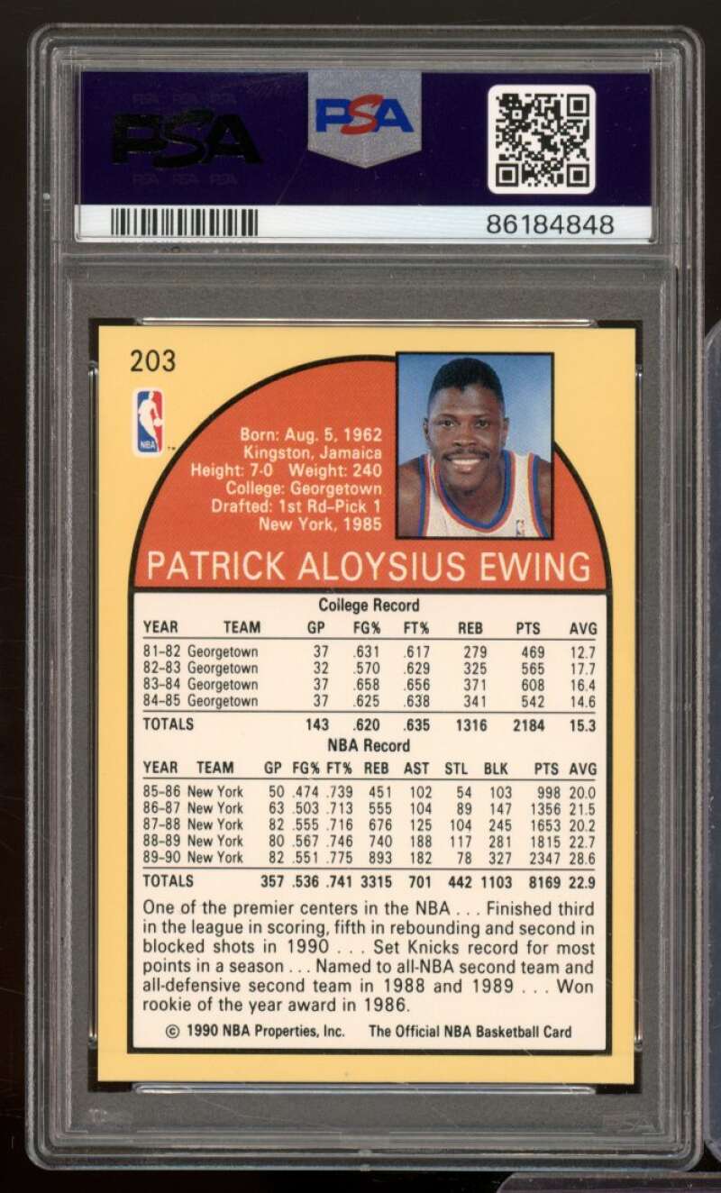 Patrick Ewing Card 1990-91 Hoops #203 PSA 9 Image 2