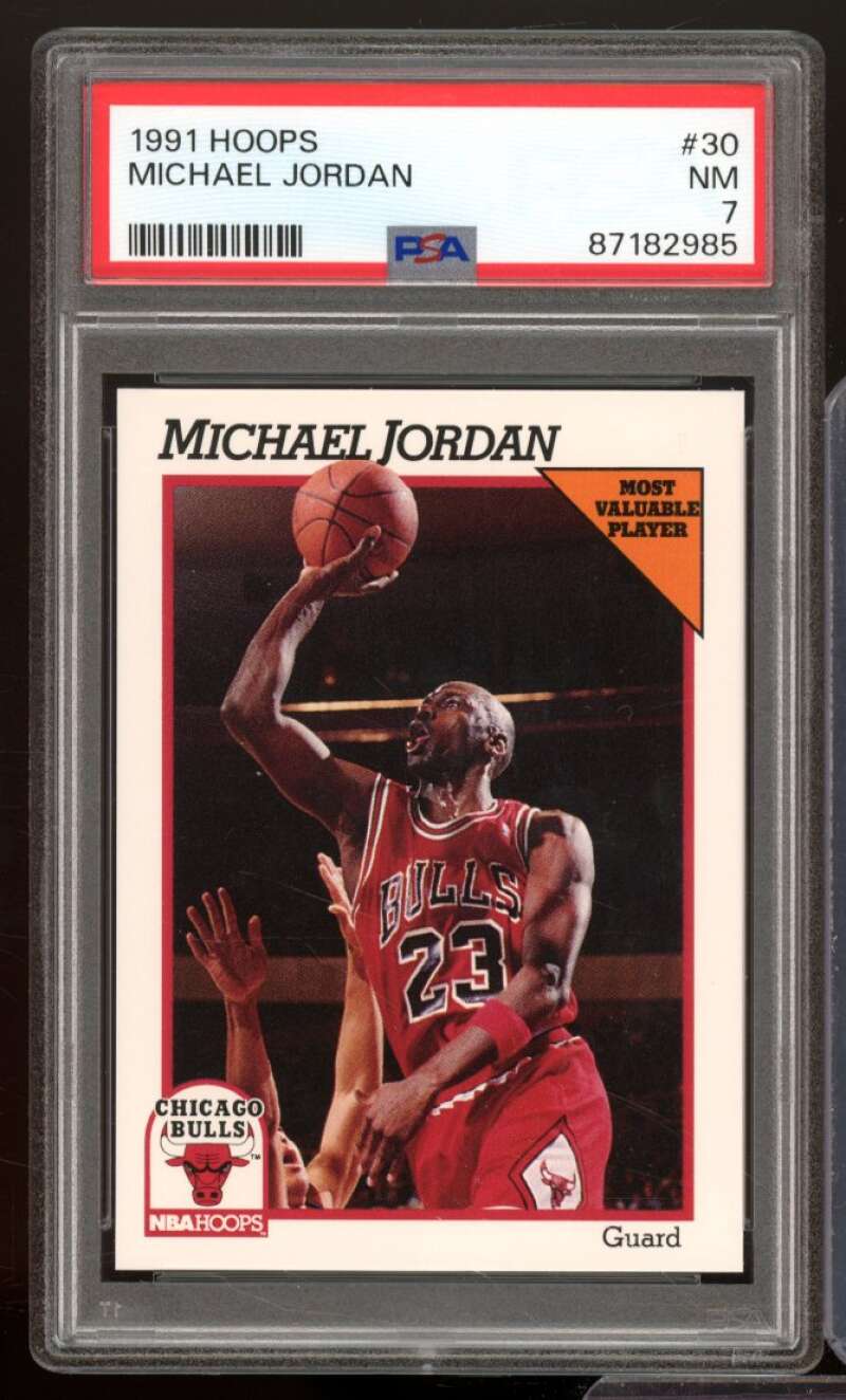 Michael Jordan Card 1991-92 Hoops #30 PSA 7 Image 1