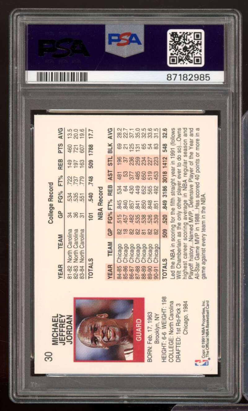 Michael Jordan Card 1991-92 Hoops #30 PSA 7 Image 2