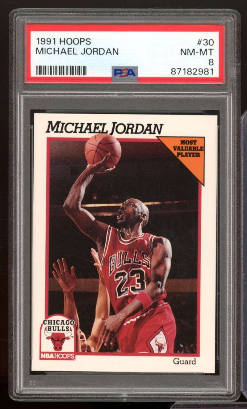 Michael Jordan Card 1991-92 Hoops #30 PSA 8 Image 1