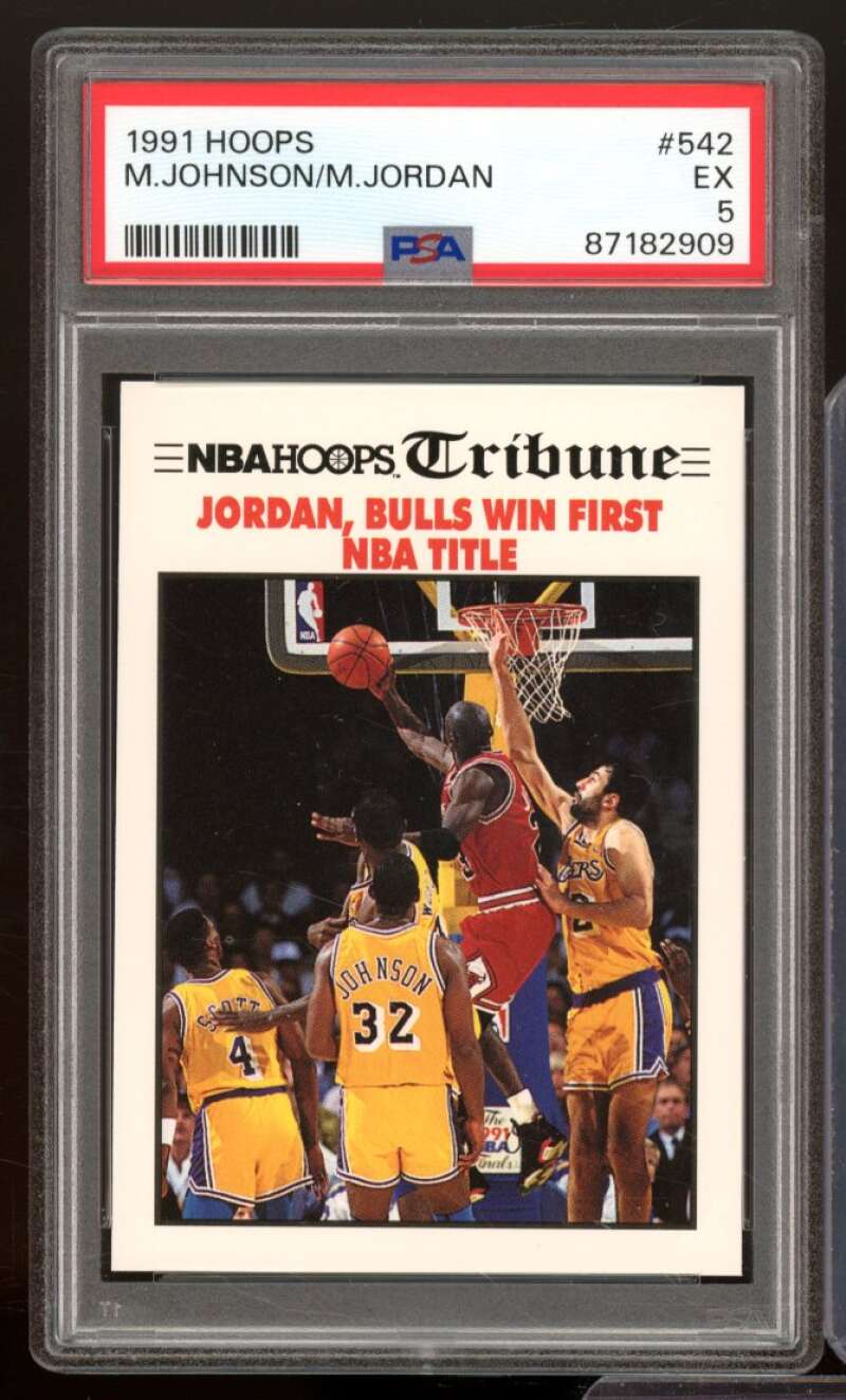 Magic Johnson/Michael Jordan Card 1991-92 Hoops #542 PSA 5 Image 1