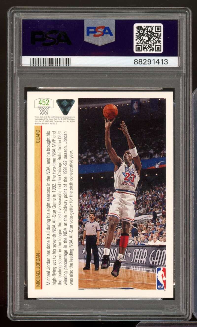 Michael Jordan Card 1991-92 Upper Deck #452 PSA 9 Image 2