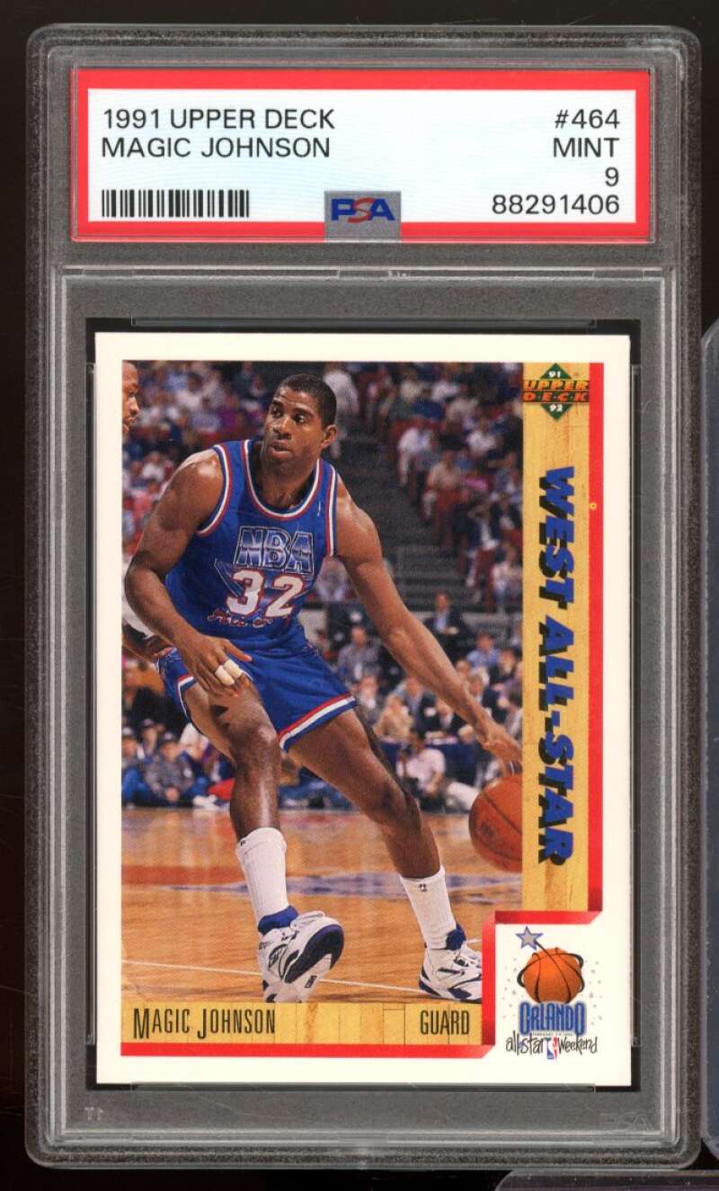 Magic Johnson Card 1991-92 Upper Deck #464 PSA 9 Image 1