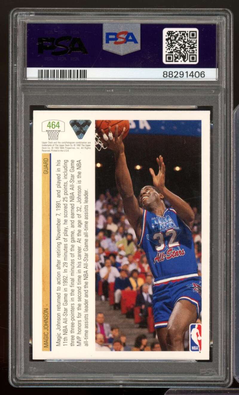 Magic Johnson Card 1991-92 Upper Deck #464 PSA 9 Image 2