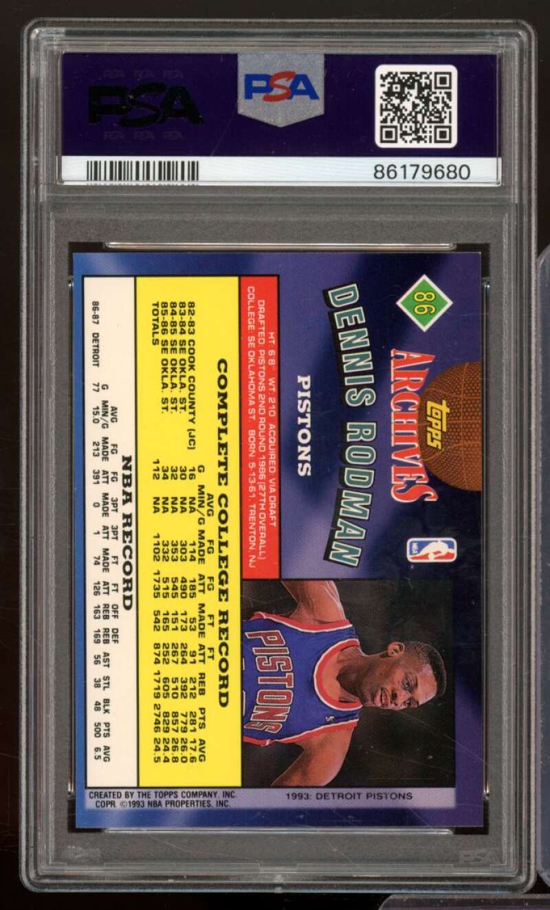 Dennis Rodman Card 1992-93 Topps Archives Gold #86 PSA 9 Image 2