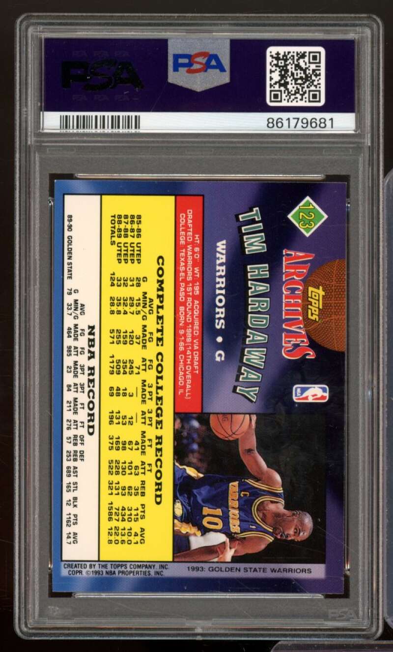 Tim Hardaway Card 1992-93 Topps Archives Gold #123 PSA 9 Image 2