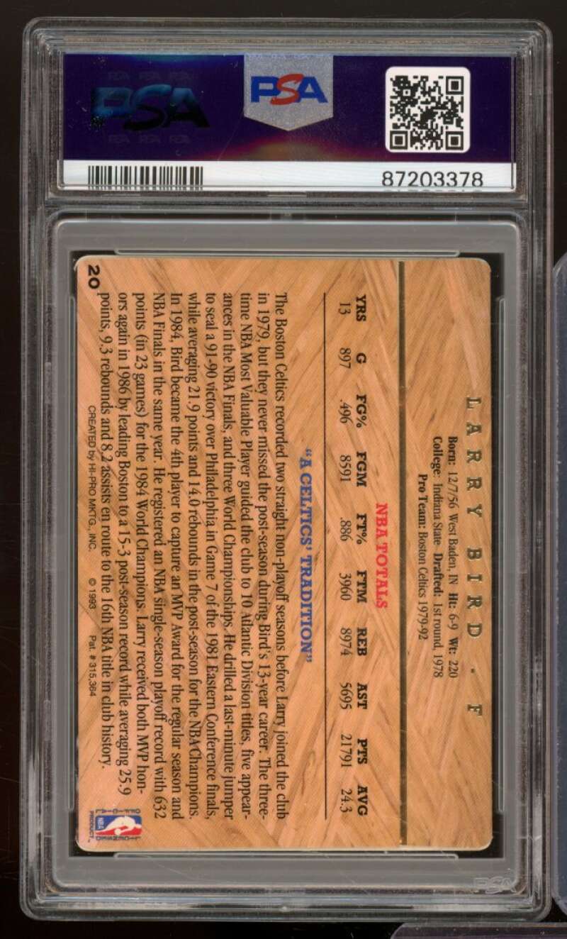 Larry Bird Card 1993 Action Packed #20 PSA 9 Image 2