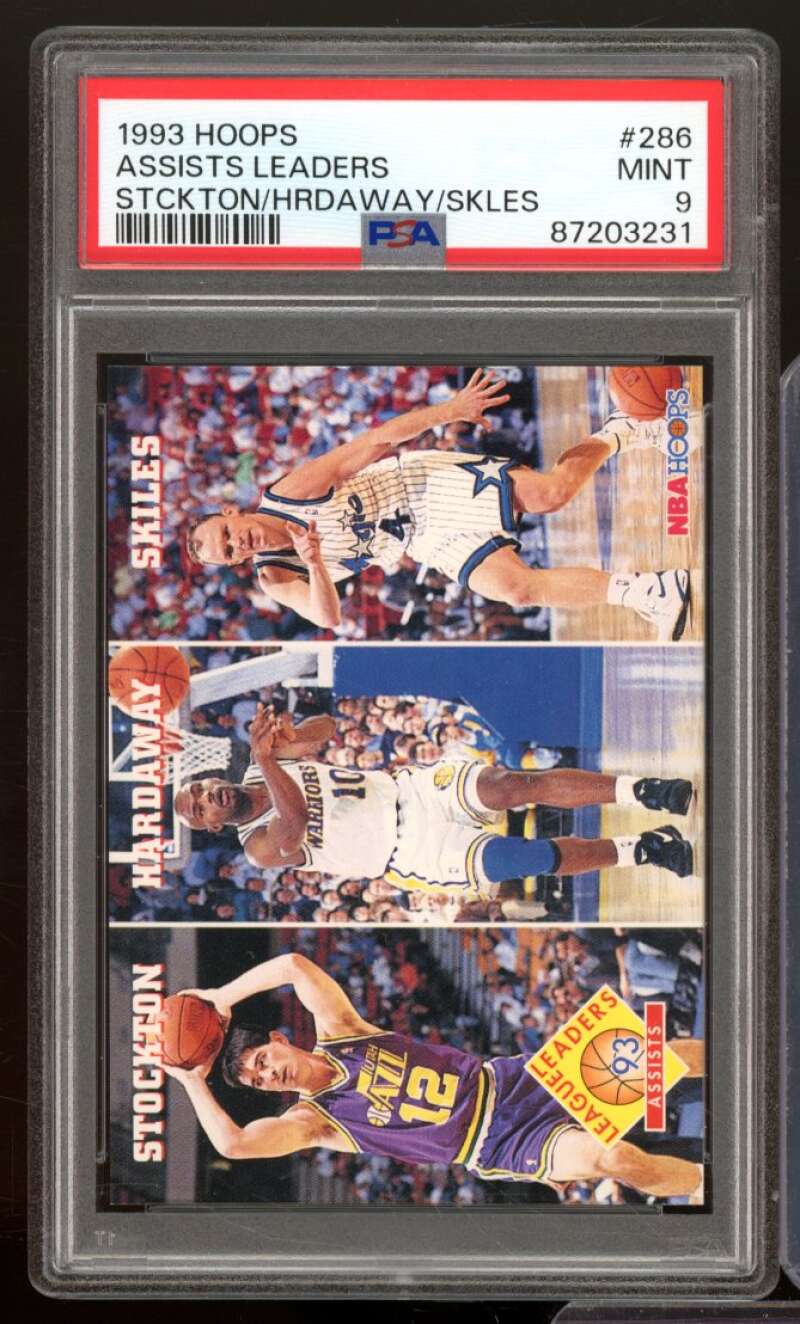 John Stockton/Anfernee Hardaway/Scott Skiles Card 1993-94 Hoops #286 PSA 9 Image 1