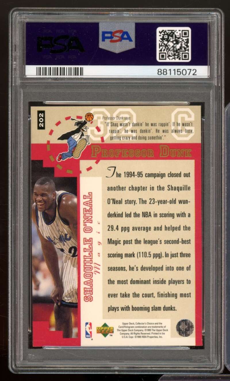 Shaquille O'Neal Card 1995-96 Collector's Choice #202 PSA 9 Image 2