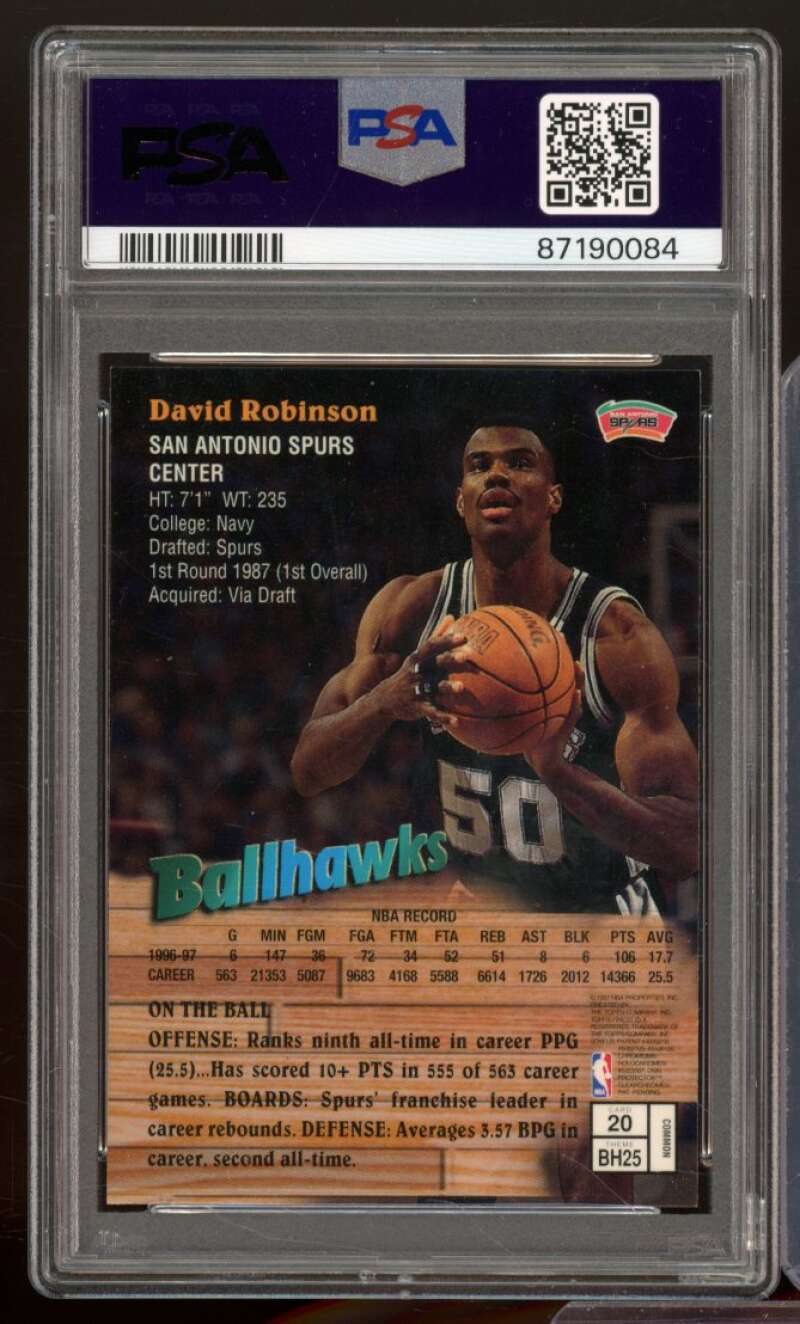 David Robinson Card 1997-98 Finest #20 PSA 9 Image 2