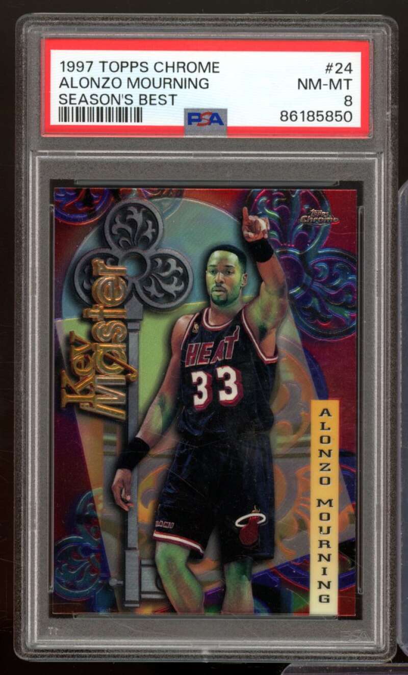 Alonzo Mourning Card 1997-98 Topps Chrome #24 PSA 8 Image 1