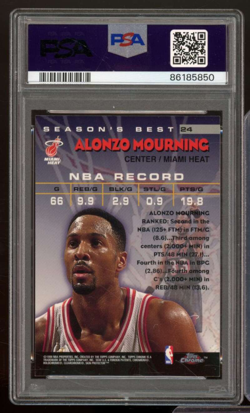 Alonzo Mourning Card 1997-98 Topps Chrome #24 PSA 8 Image 2