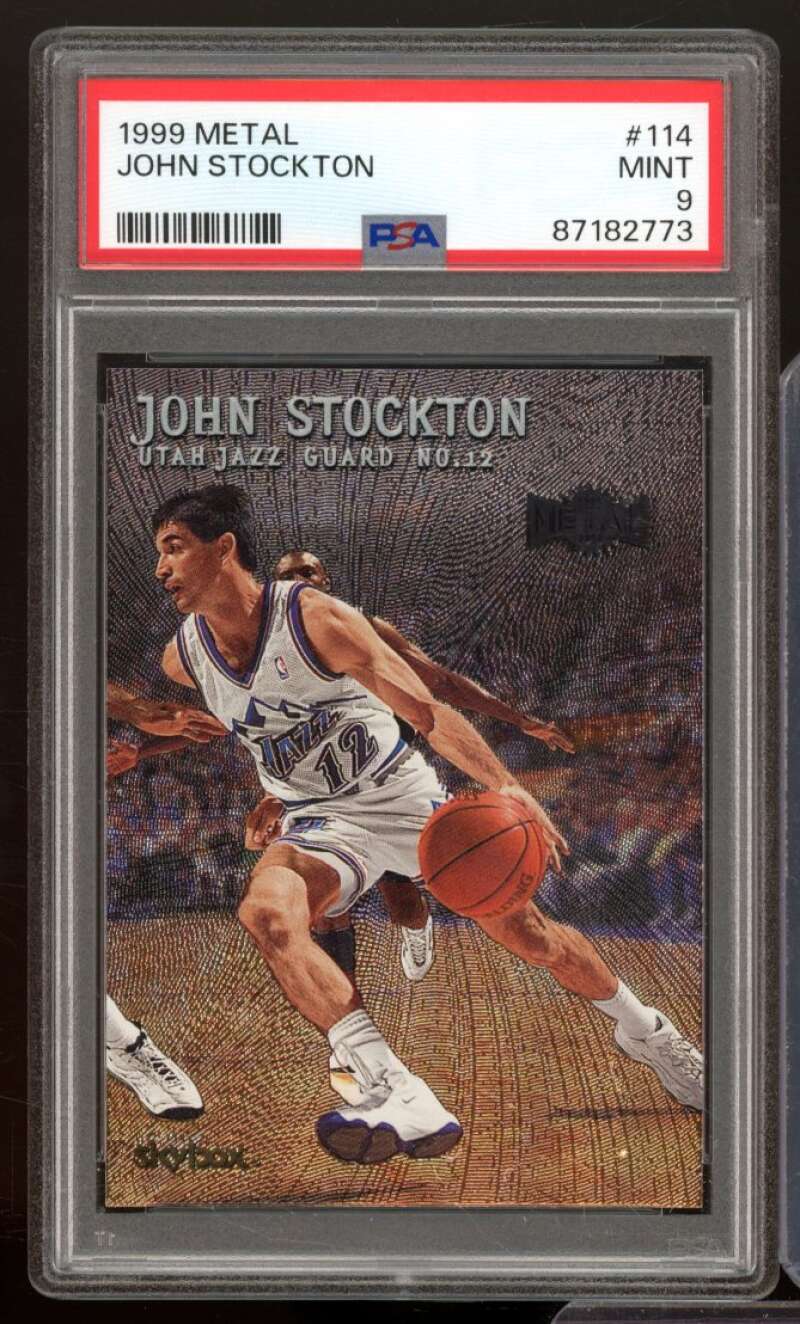 John Stockton Card 1999-00 Metal #114 PSA 9 Image 1