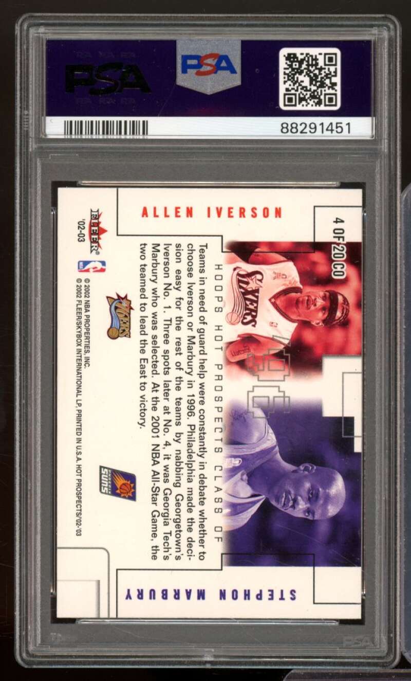 Allen Iverson/Stephon Marbury 2002-03 Hoops Hot Prospects Class of 96 #4 PSA 8 Image 2