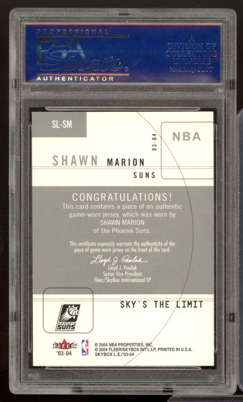 Shawn Marion Card 2003-04 Corportate Archive Sky's The Limit #sl-sm PSA proof Image 2