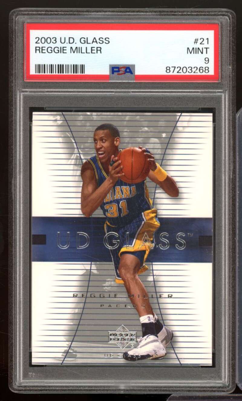 Reggie Miller Card 2003-04 UD Glass #21 PSA 9 Image 1