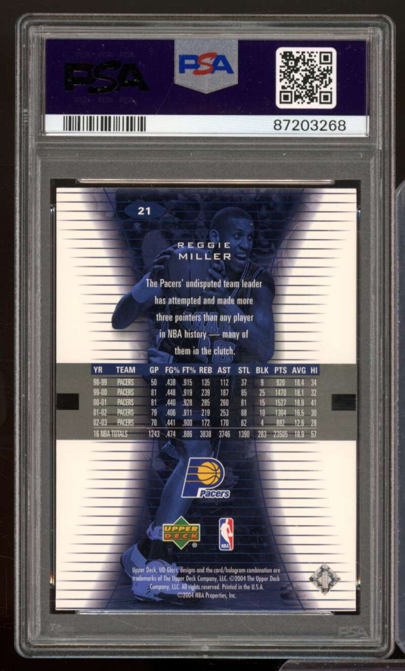 Reggie Miller Card 2003-04 UD Glass #21 PSA 9 Image 2