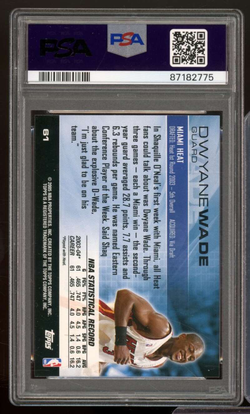 Dwyane Wade Card 2004-05 Topps Luxury Box #61 PSA 9 Image 2