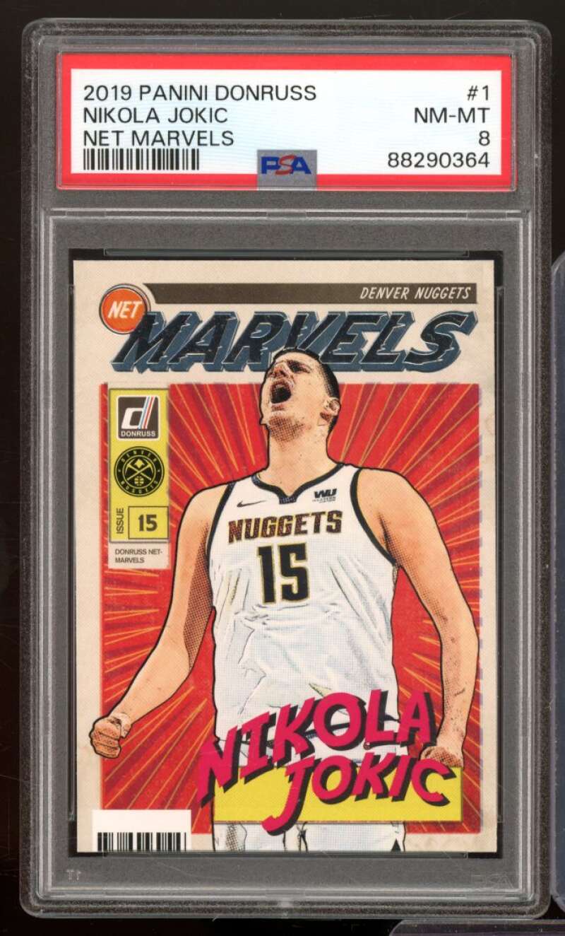 Nikola Jokic Card 2019-20 Panini Donruss Net Marvels #1 PSA 8 Image 1