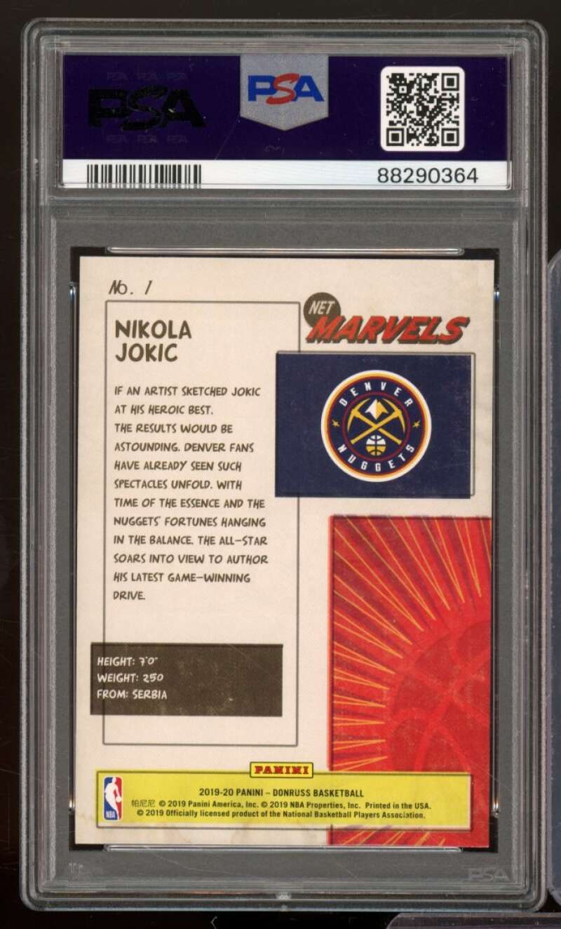 Nikola Jokic Card 2019-20 Panini Donruss Net Marvels #1 PSA 8 Image 2