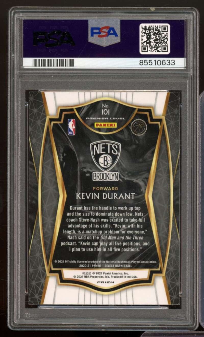 Kevin Durant Card 2020-21 Panini Select Red/White/Green Cracked Ice #101 PSA 7 Image 2