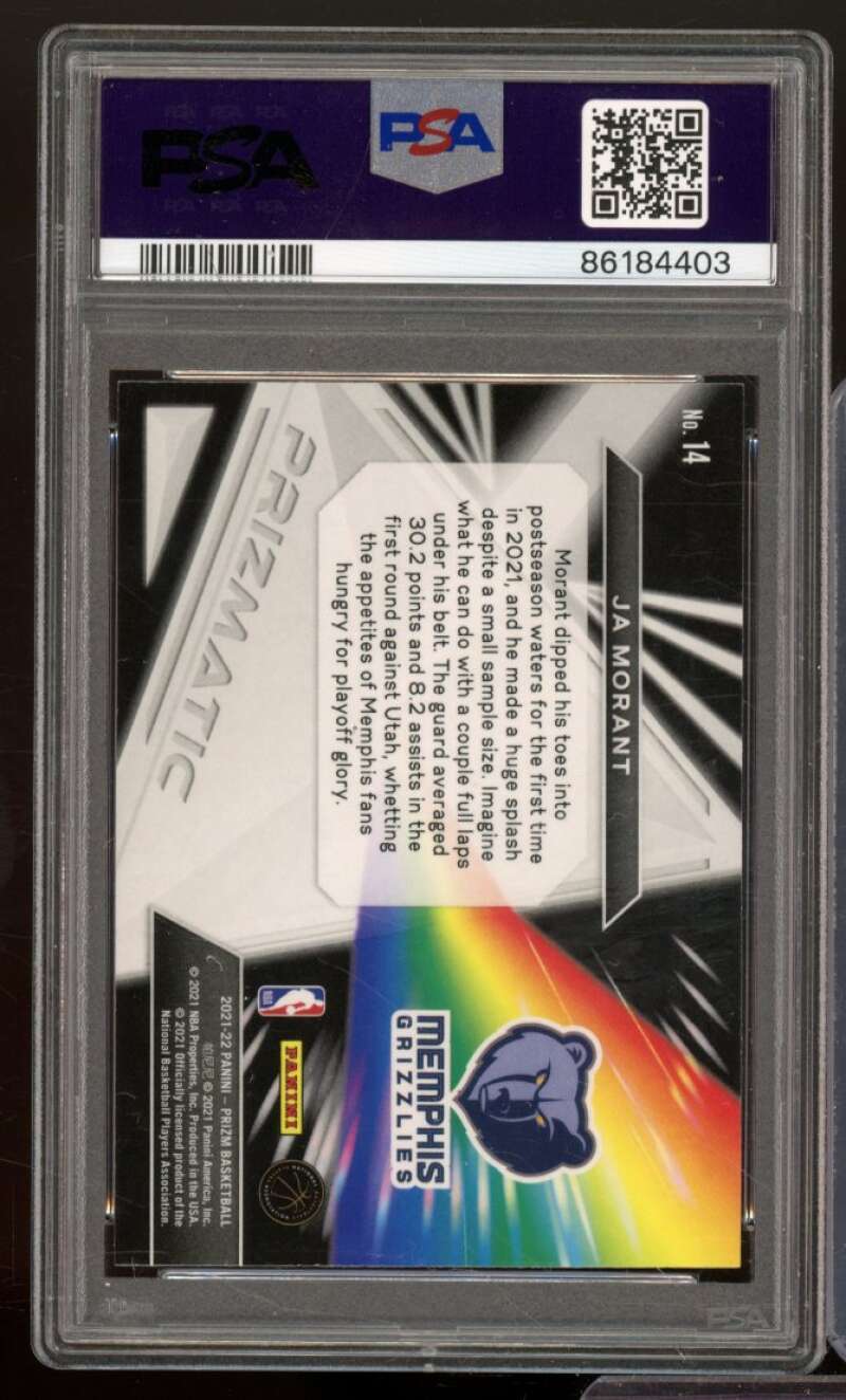 Ja Morant Card 2021-22 Panini Prizm Prizmatic #14 PSA 9 Image 2