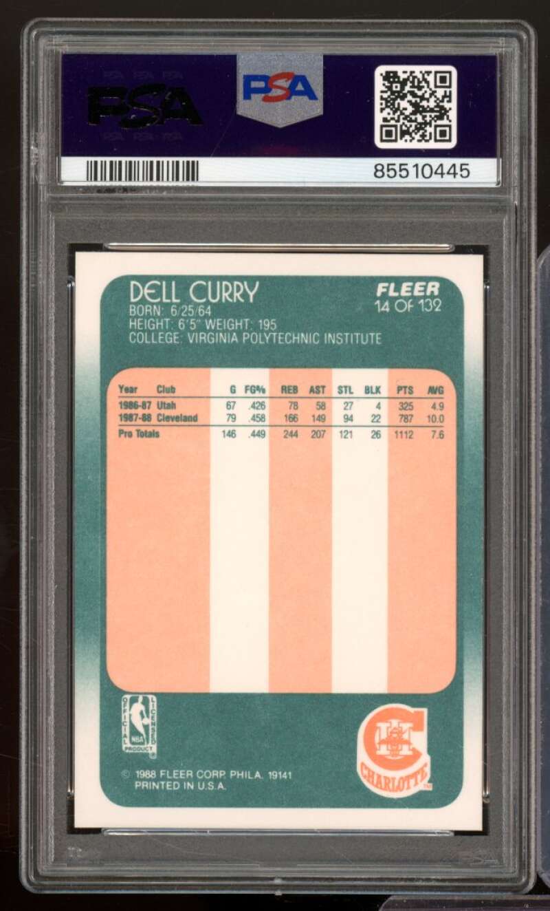 Dell Curry Rookie Card 1988-89 Fleer #14 PSA 8 Image 2