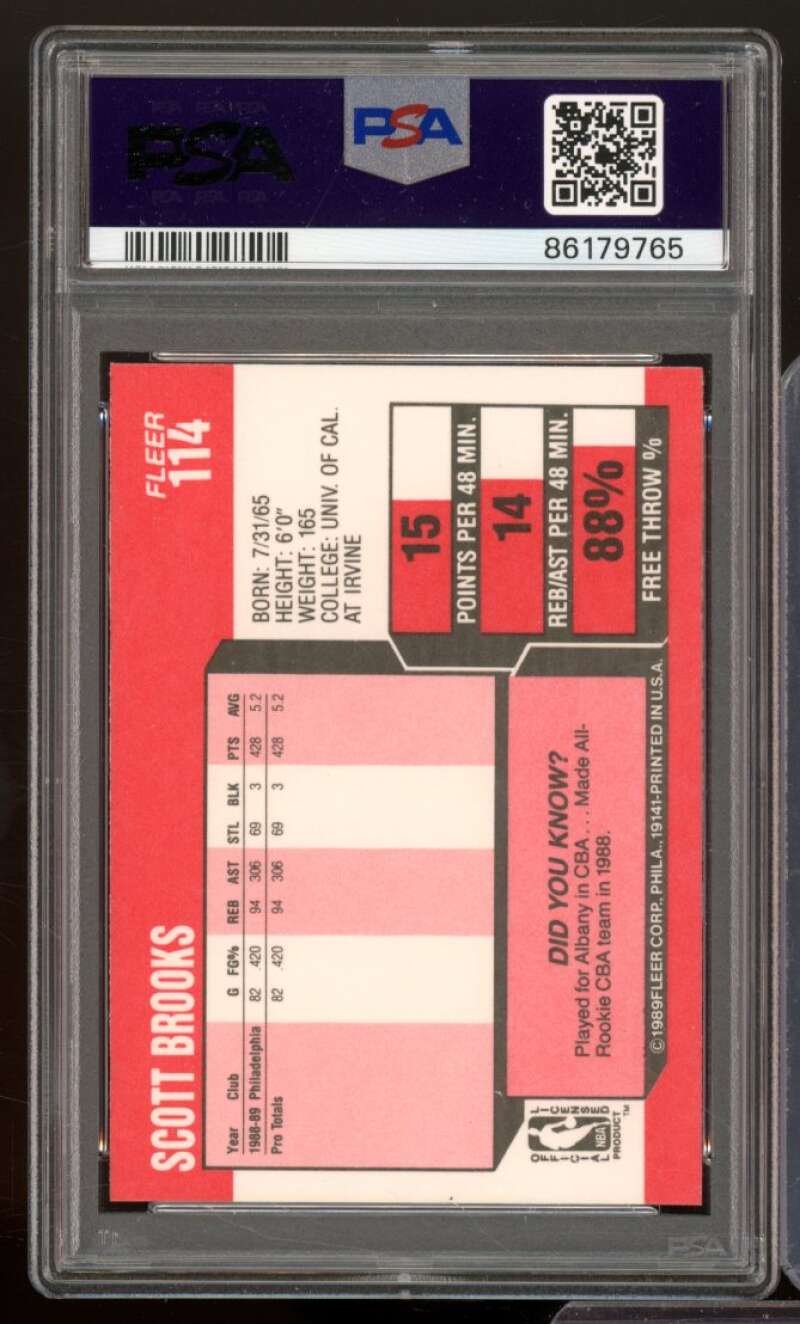 Scott Brooks Rookie card 1989-90 Fleer #114 PSA 9 Image 2