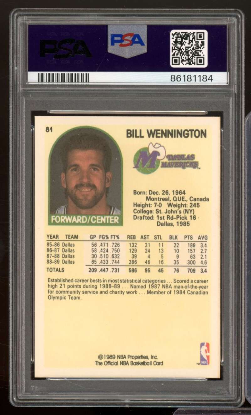 Bill Wennington Rookie Card 1989-90 Hoops #81 PSA 8 Image 2