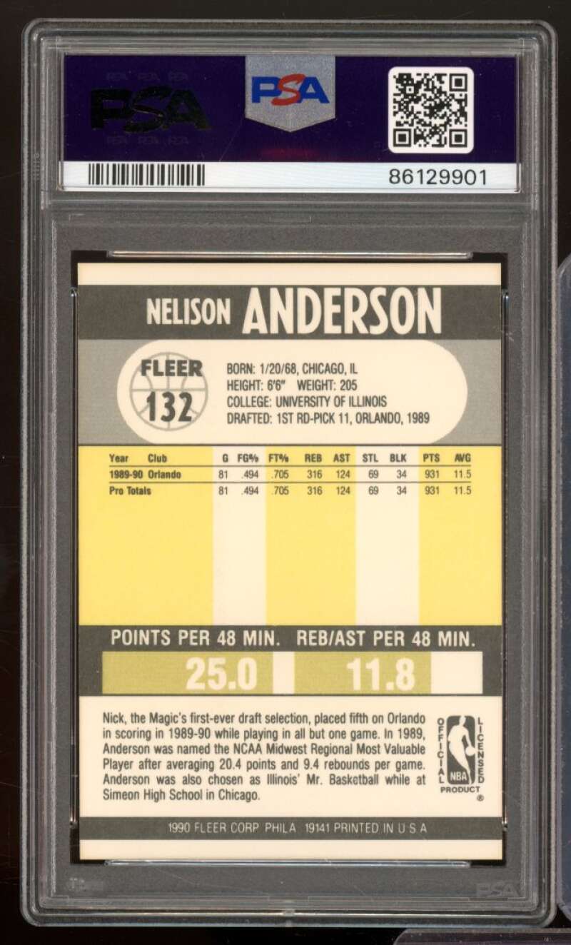 Nick Anderson Rookie Card 1990-91 Fleer #132 PSA 6 Image 2