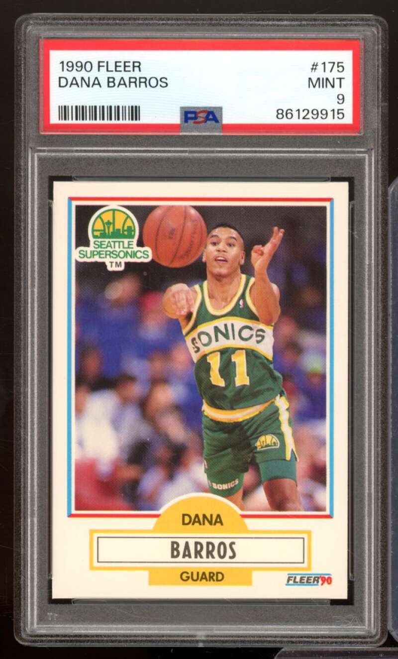 Dana Barros Rookie Card 1990-91 Fleer #175 PSA 9 Image 1