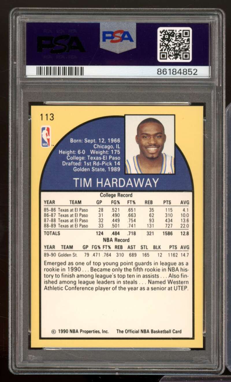 Tim Hardaway Rookie Card 1990-91 Hoops #113 PSA 9 Image 2