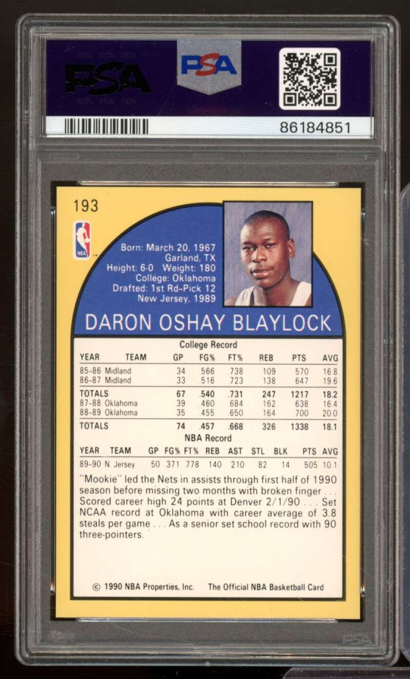 Mookie Blaylock Rookie Card 1990-91 Hoops #193 PSA 9 Image 2