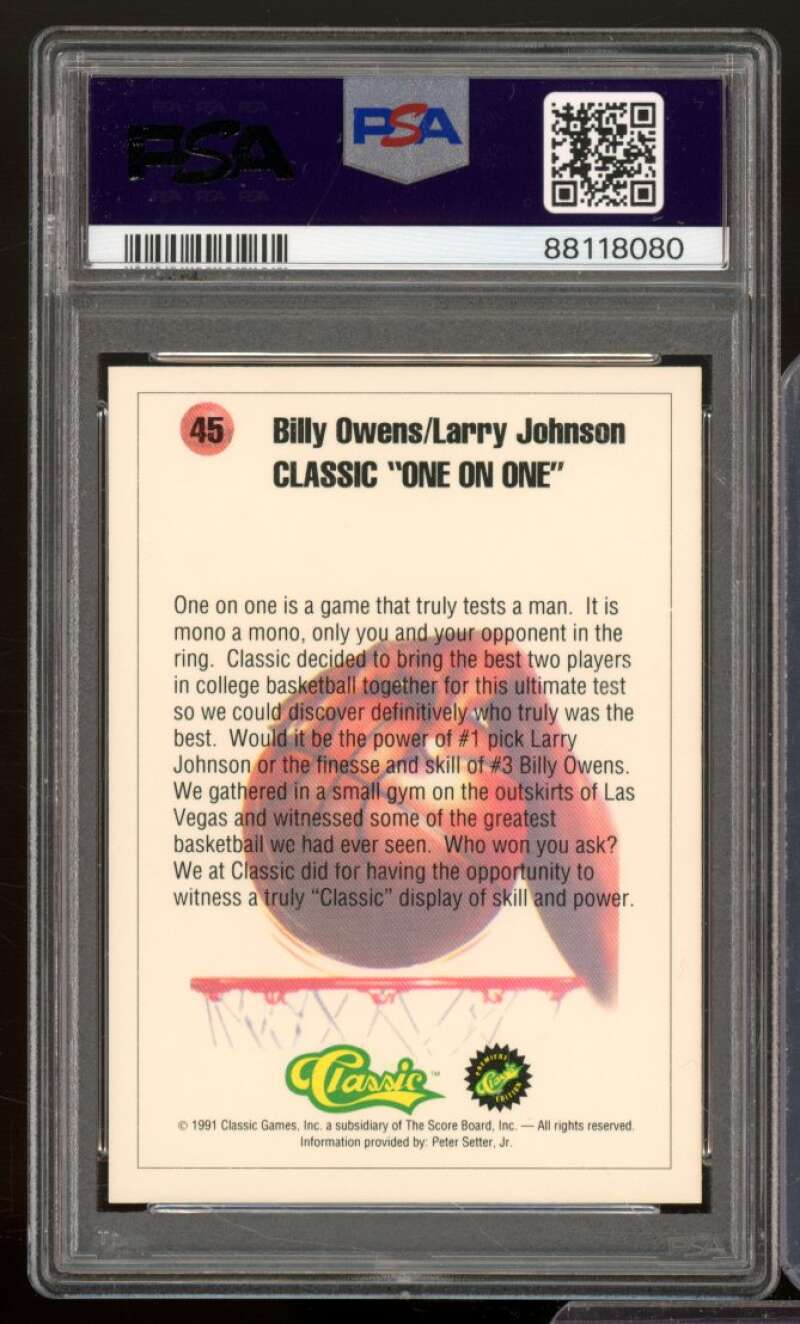 B.Owens/L.Johnson Rookie Card 1991 Classic #45 PSA 8 Image 2