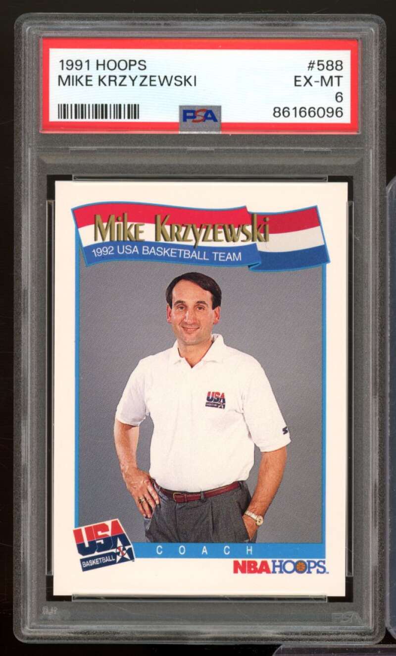 Mike Kryzyzewski Rookie Card 1991-92 Hoops #588 PSA 6 Image 1