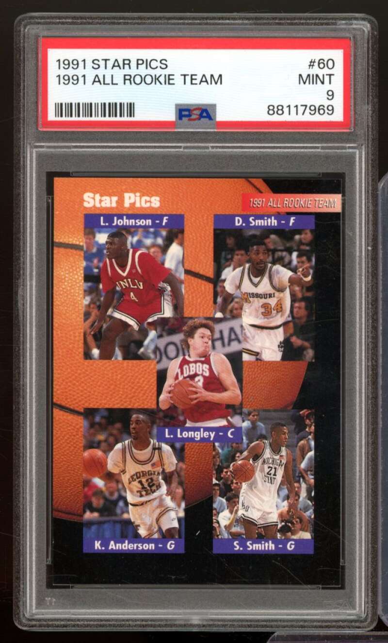 Steve Smith/Larry Johnson Rookie Card 1991 Star Pics All Rookie Team #60 PSA 9 Image 1