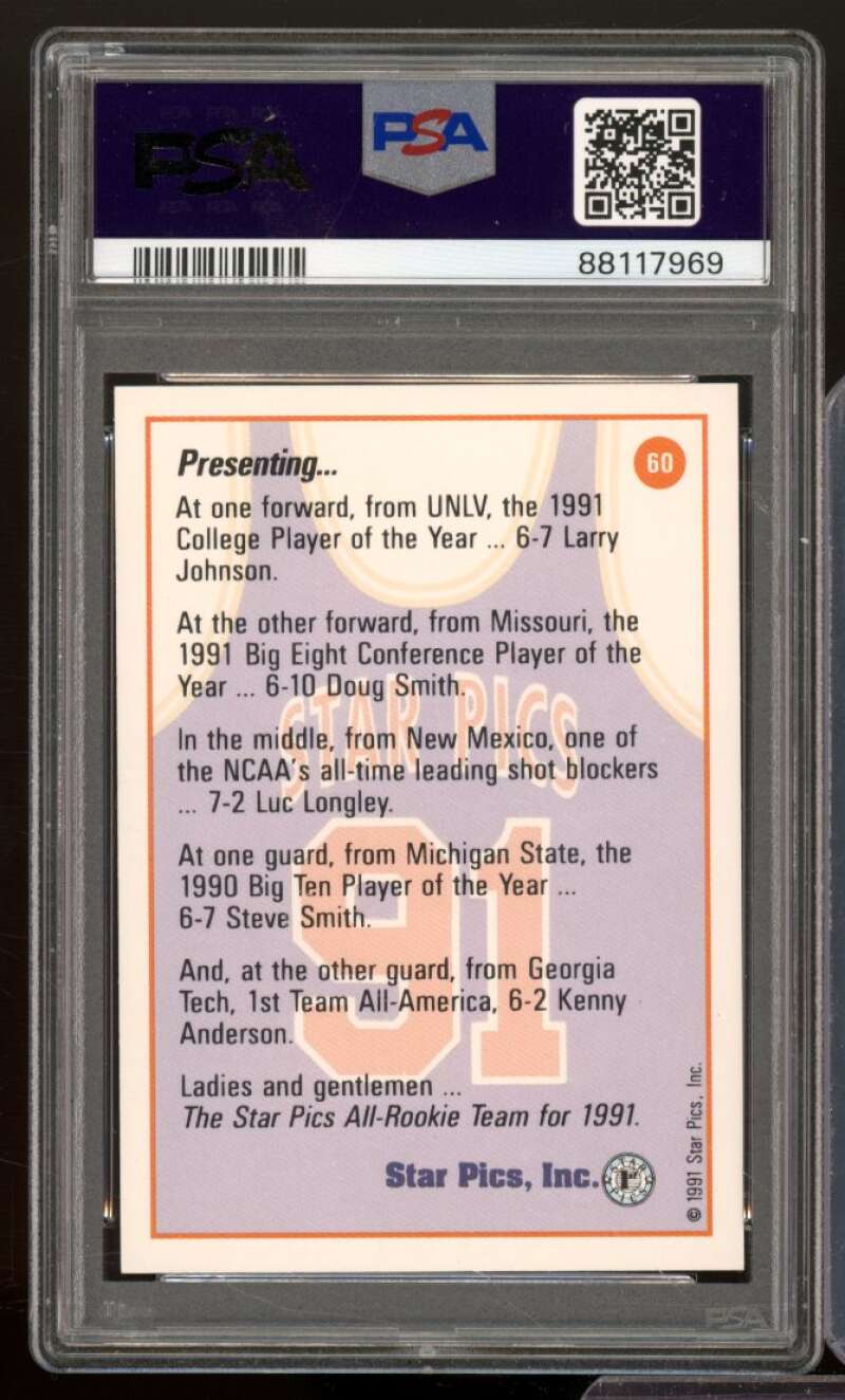 Steve Smith/Larry Johnson Rookie Card 1991 Star Pics All Rookie Team #60 PSA 9 Image 2