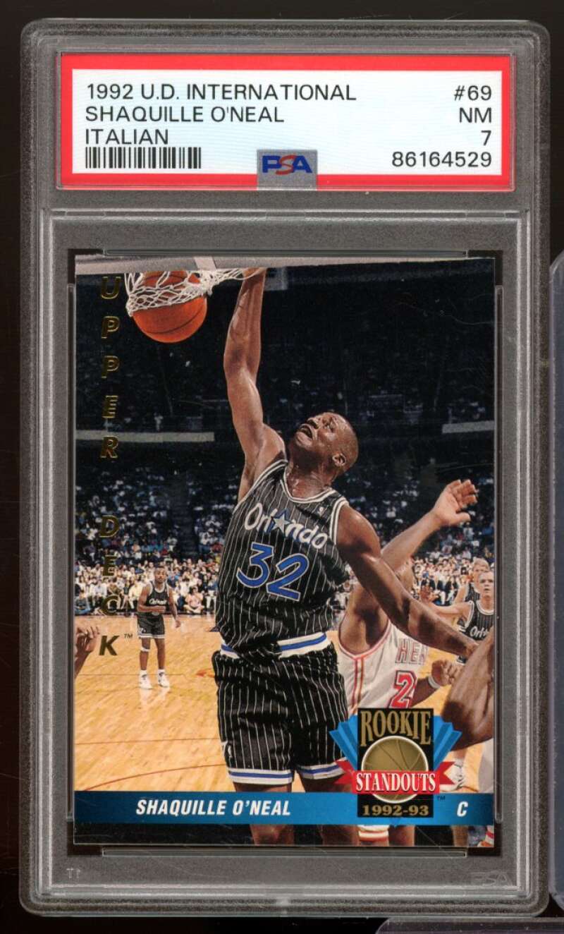 Shaquille O'Neal Rookie Card 1992-93 UD International Italian #69 PSA 7 Image 1