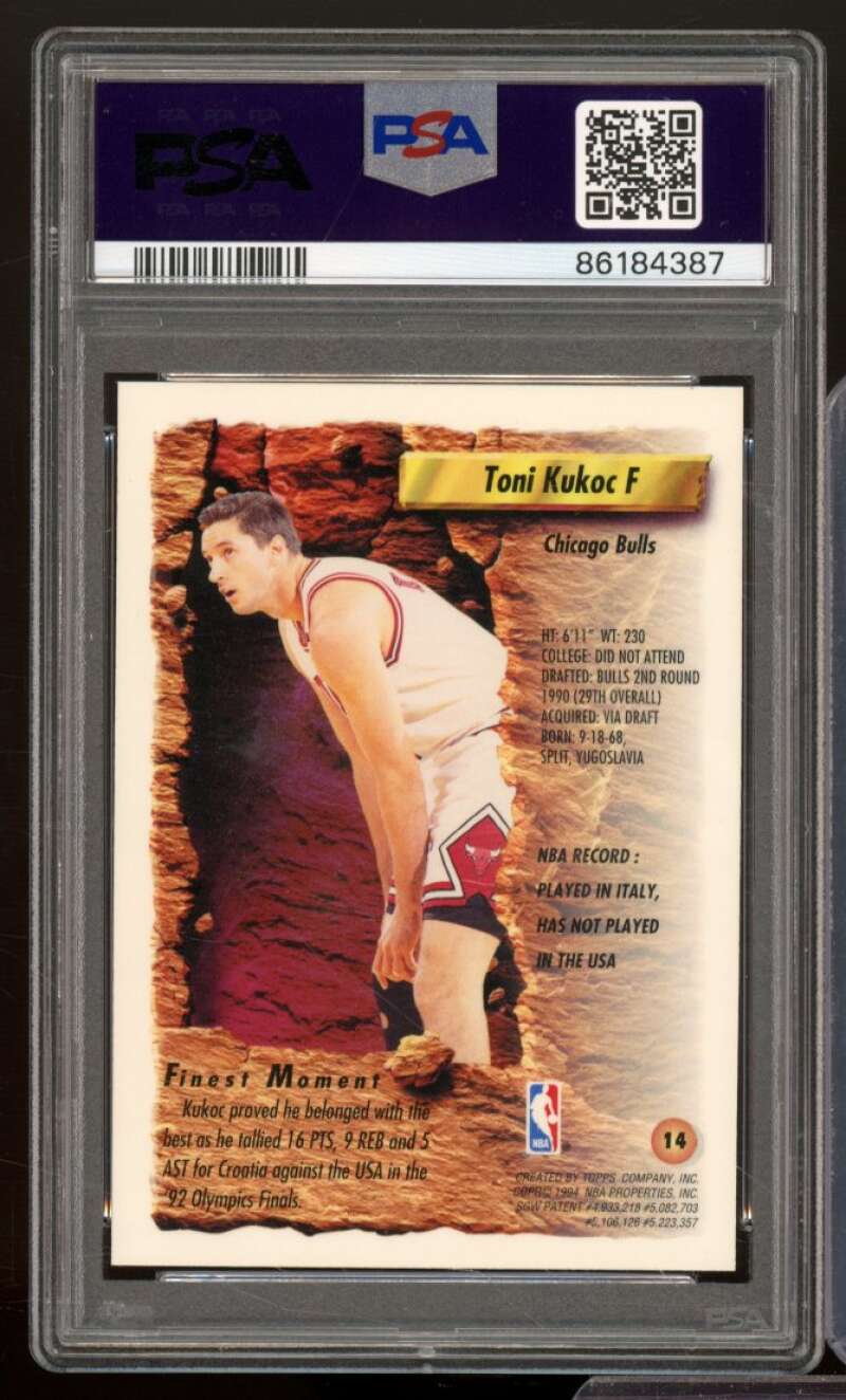 Toni Kukoc Rookie Card 1993-94 Finest #14 PSA 8 Image 2