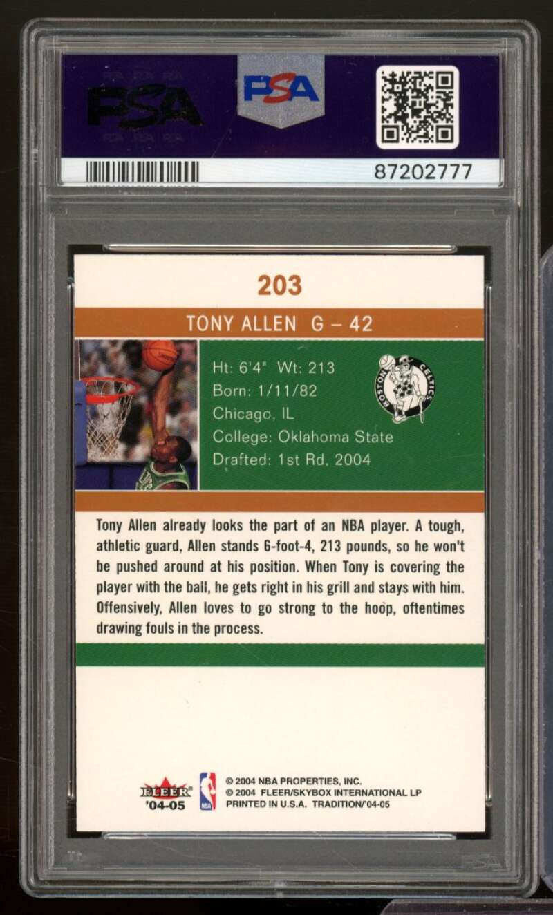 Tony Allen Rookie Card 2004-05 Ultra #203 PSA 9 Image 2