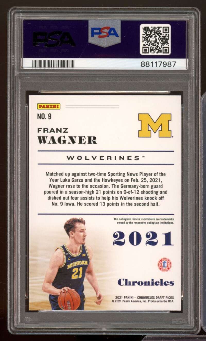 Franz Wagner Rookie Card 2021-22 Chronicles DP #9 PSA 9 Image 2