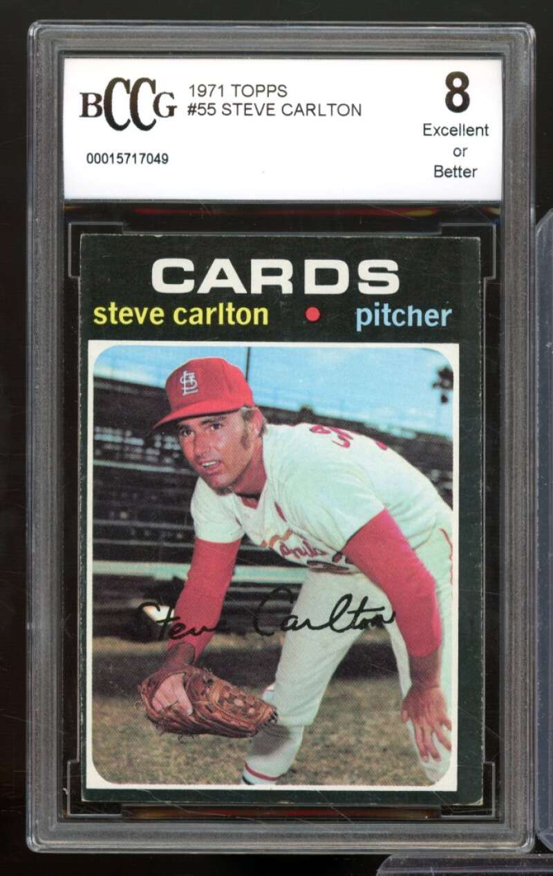 1971 Topps #55 Steve Carlton Card BGS BCCG 8 Excellent+ Image 1