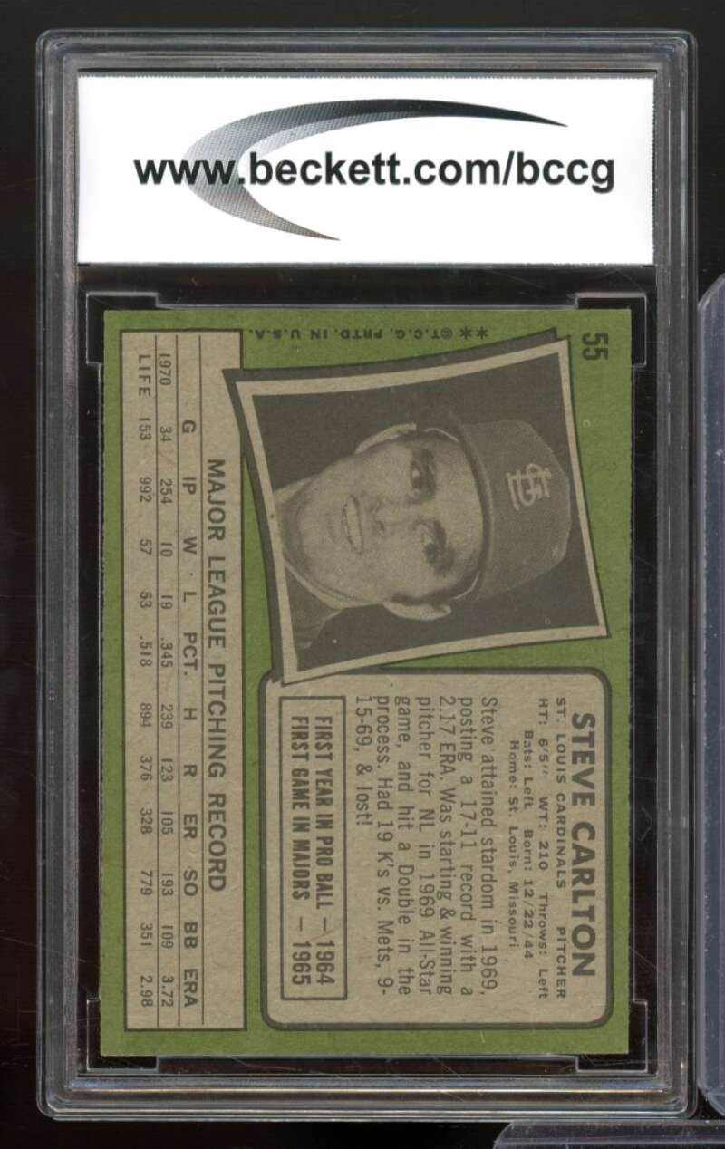 1971 Topps #55 Steve Carlton Card BGS BCCG 8 Excellent+ Image 2