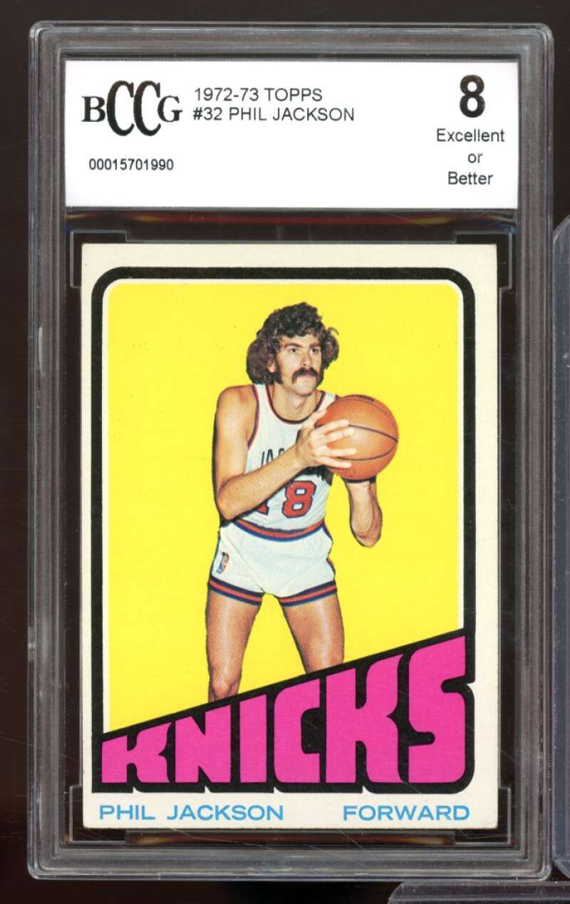 1972-73 Topps #32 Phil Jackson Rookie Card BGS BCCG 8 Excellent+ Image 1