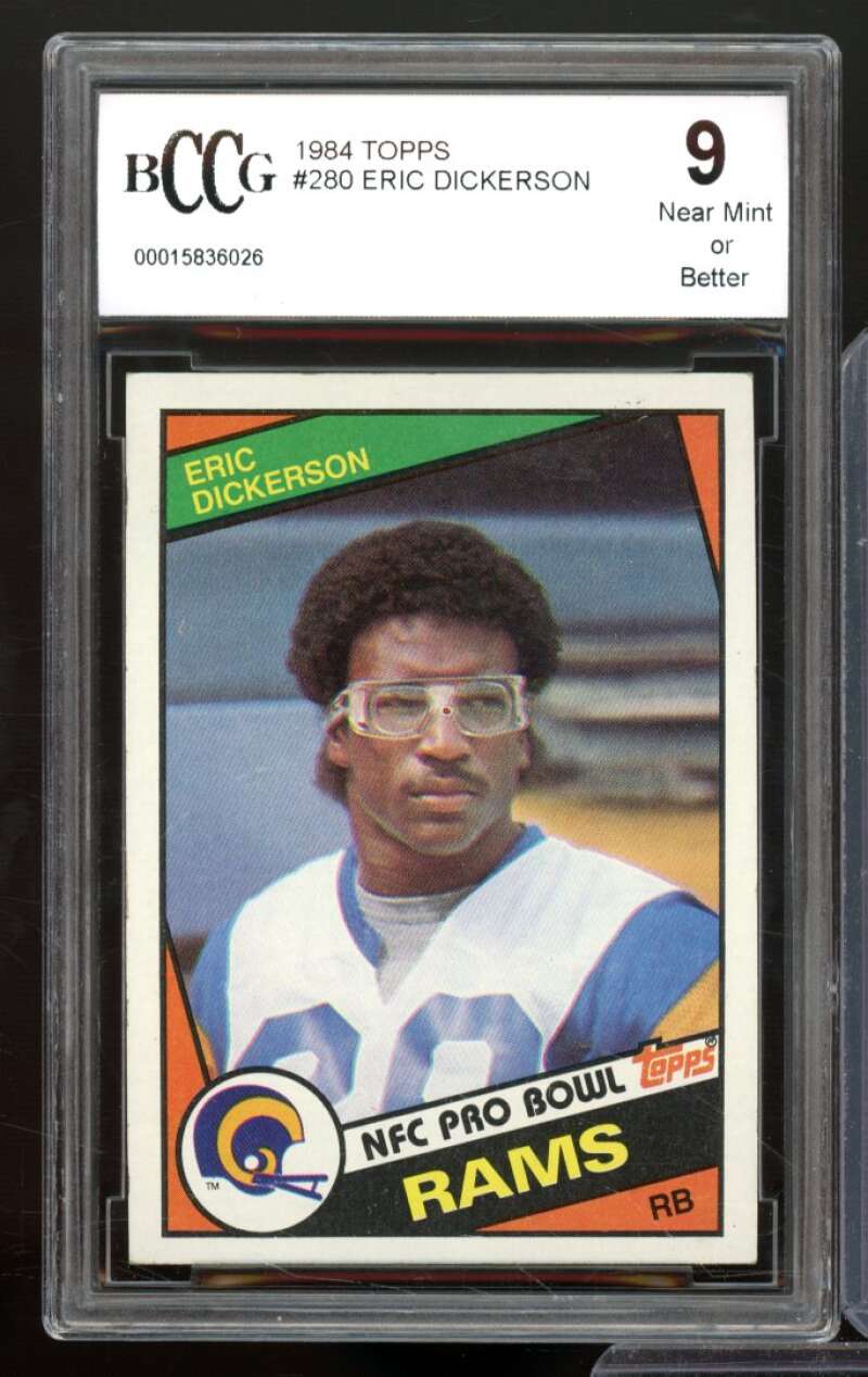 1984 Topps #280 Eric Dickerson Rookie Card BGS BCCG 9 Near Mint+ Image 1