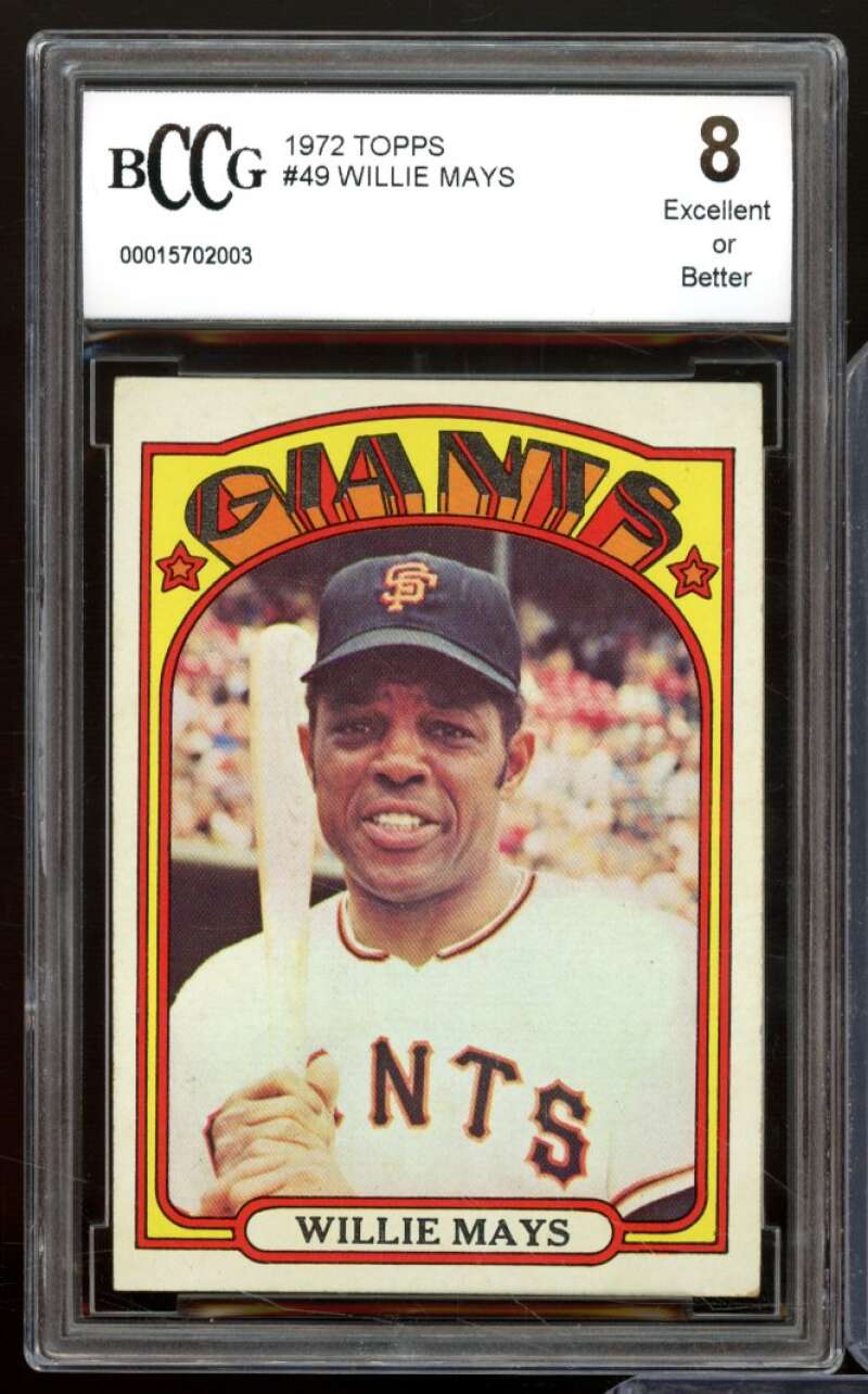 1972 Topps #49 Willie Mays Card BGS BCCG 8 Excellent+ Image 1