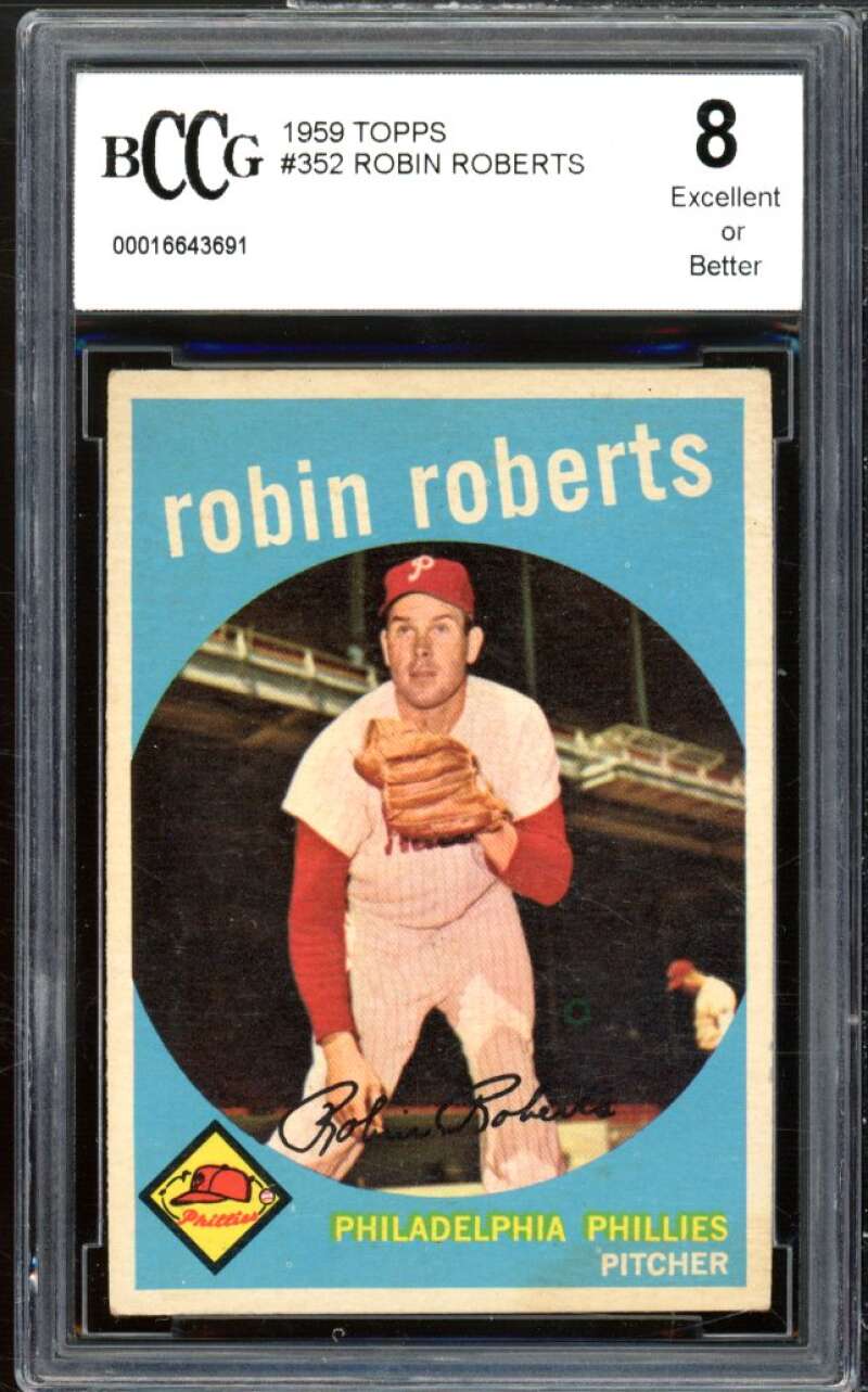 1959 Topps #352 Robin Roberts Card BGS BCCG 8 Excellent+ Image 1