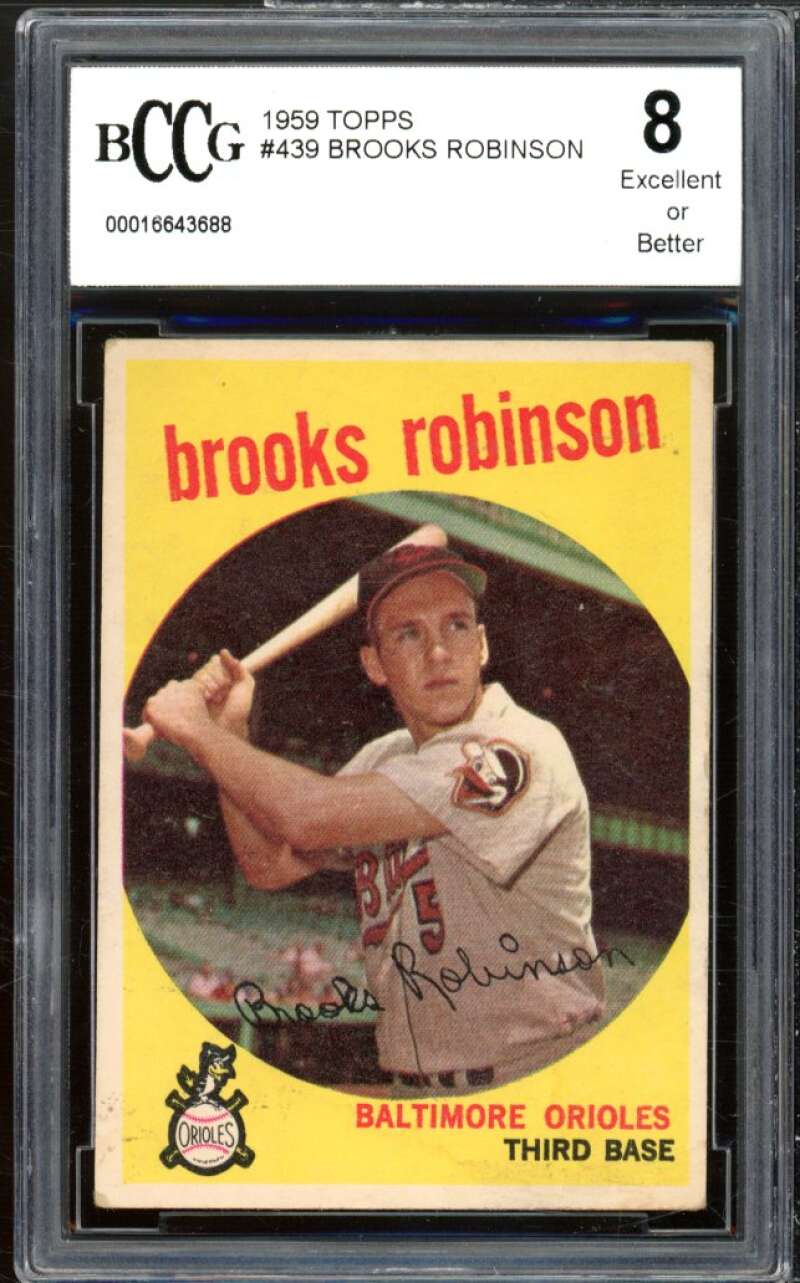 1959 Topps #439 Brooks Robinson Card BGS BCCG 8 Excellent+ Image 1